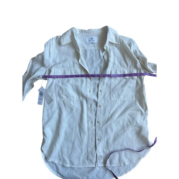 Babaton Utility Button Down Shirt Garment Dyed Matte Pearl Off White XS NEW - Picture 8 of 10